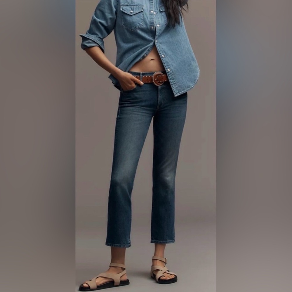 MOTHER Blue Denim Ankle Crop Jeans